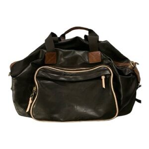 Madden Girl Black and Brown PU Leather Duffle Bag